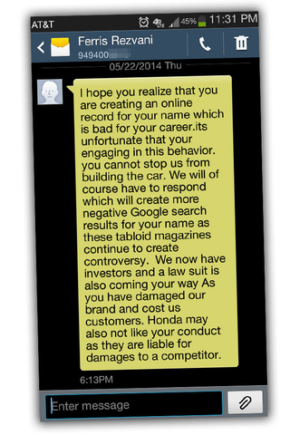 Illustration for article titled Designer Says Supercar Maker Rezvani Is Harassing Him For Speaking Out